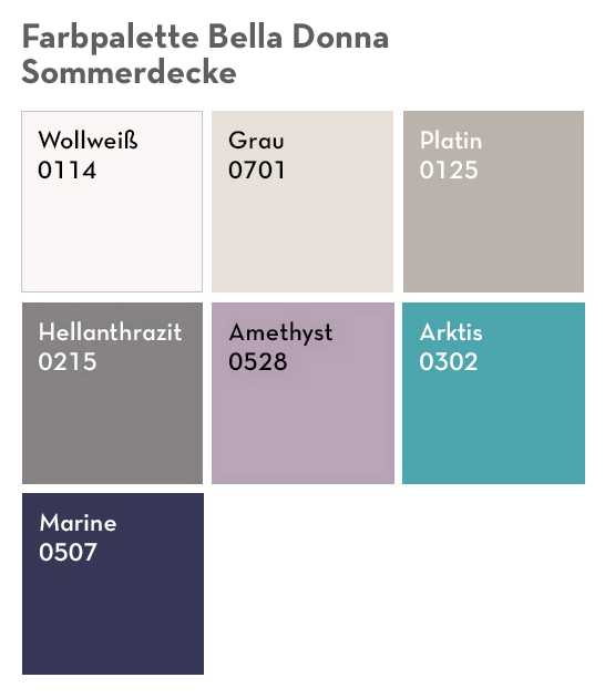 Formesse_Farbpalette 2021_Bella Donna Sommerdecke Farbpalette von Formesse Bella Donna Sommerdecke bei Daunenspiel