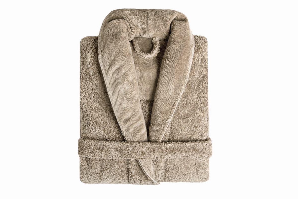 LONG-DOUBLE-LOOP_BATHROBE_STONE Graccioza Bademantel Long Double Loop aus feinster Baumwolle bei Daunenspiel