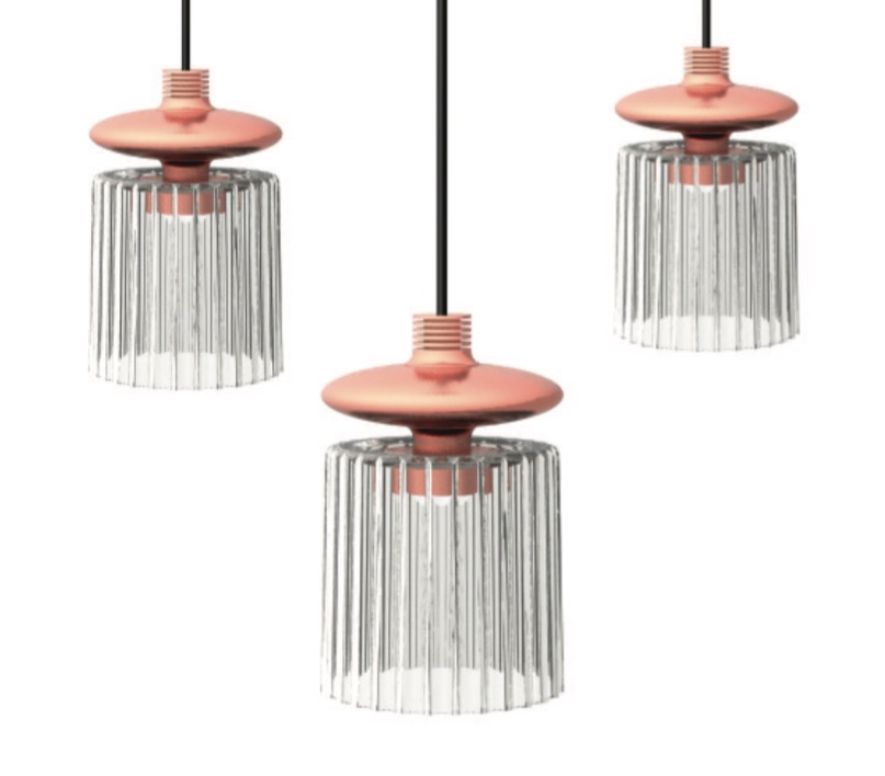 Vistosi Hängelampe Tread Klarglas Rosegold