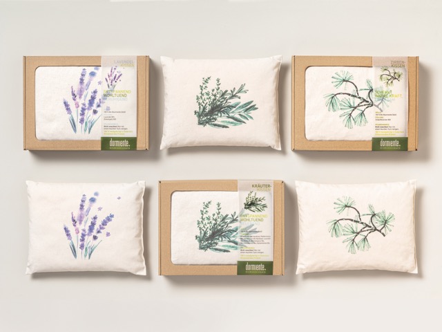DUFTKISSEN_VERPACKUNG+KISSEN_3-SORTEN Mittel Set aus Duftkissen von Dormiente aus Lavendel, Zirbe oder Kräuterduft
