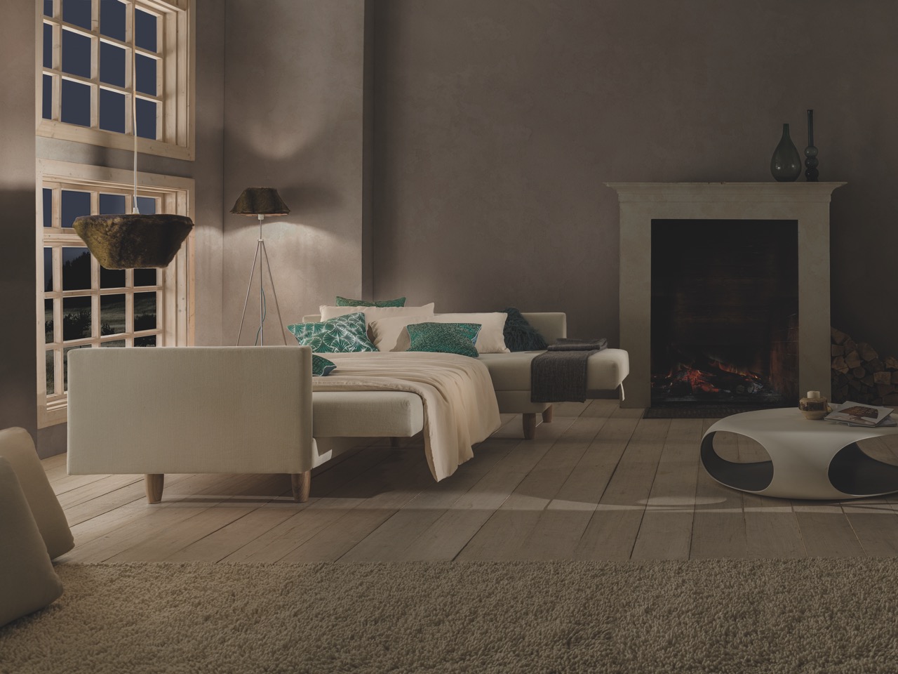 ZEDULO-5_AMBIENTE_Nacht Groß Ecksofa Zedulo 5 von Dormiente mit Schlaffunktion im Onlineshop bei Daunenspiel, 100% Natur