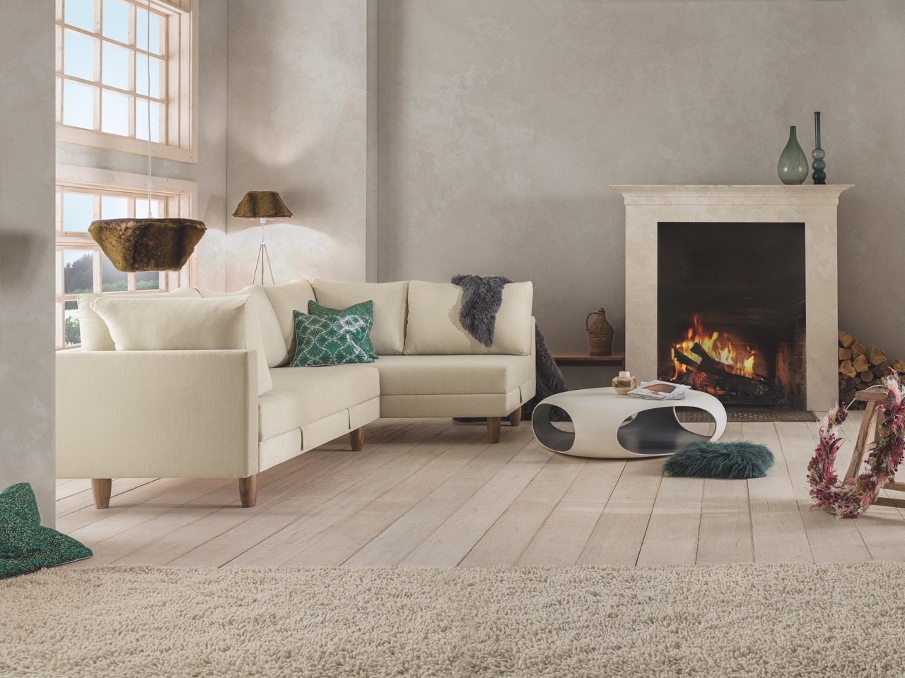 ZEDULO-5_AMBIENTE_Tag Groß Ecksofa Zedulo 5 von Dormiente mit Schlaffunktion im Onlineshop bei Daunenspiel, 100% Natur